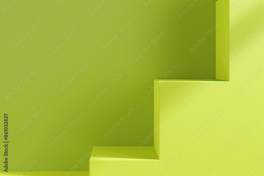 Poster minimal green studio background featuring two empty rectangular podiums