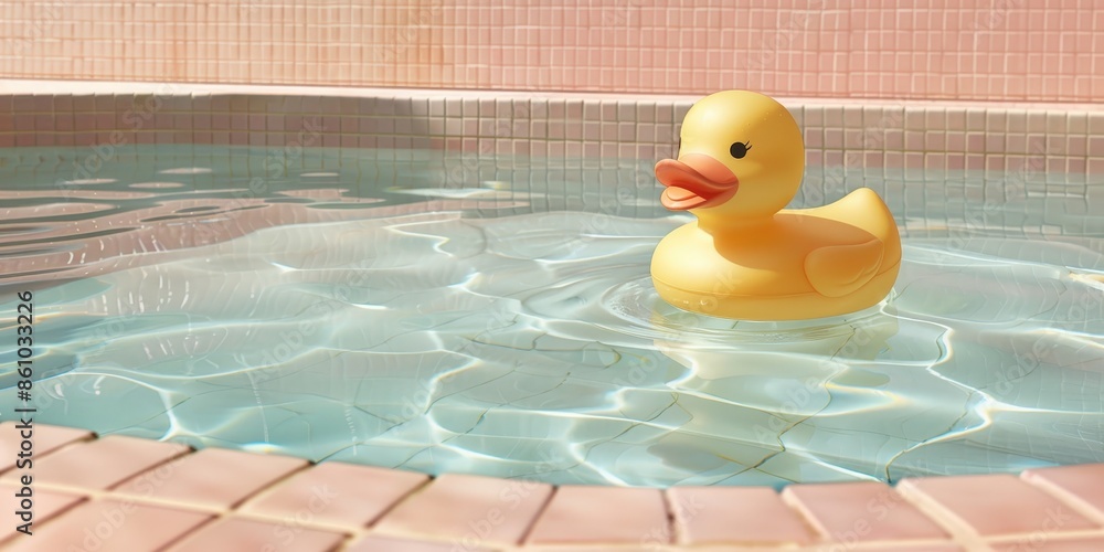 Poster rubber duck floating in a pool