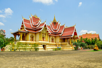 ラオスの首都ヴィエンチャンにある美しい寺院の風景Beautiful temple scenery in Vientiane, the capital of Laos