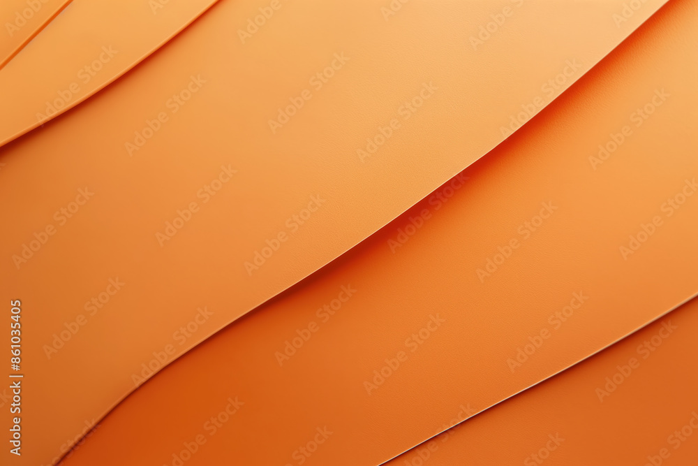 Wall mural Orange minimalist background with smooth and curved lines forming soft shadows