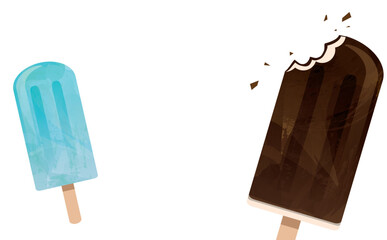 食べかけアイスのイラスト背景素材
