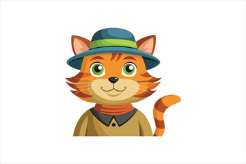 a cat wear hat vector artwork illustration 