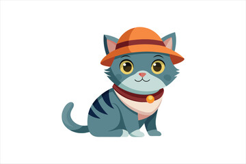 a cat wear hat vector artwork illustration 