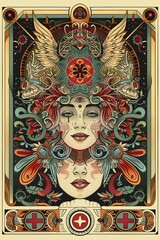 Art Nouveau Community Health An Art Nouveau poster promoting community health initiatives, with intricate designs and bold symbols