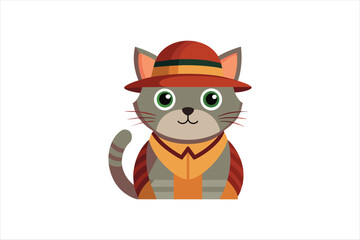 a cat wear hat vector artwork illustration 
