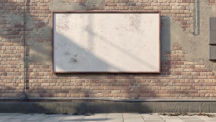 Mockup advertising billboard on brick wall in the city 