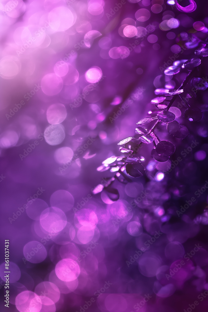 Poster purple bokeh background with sparkling lights creating festive mood