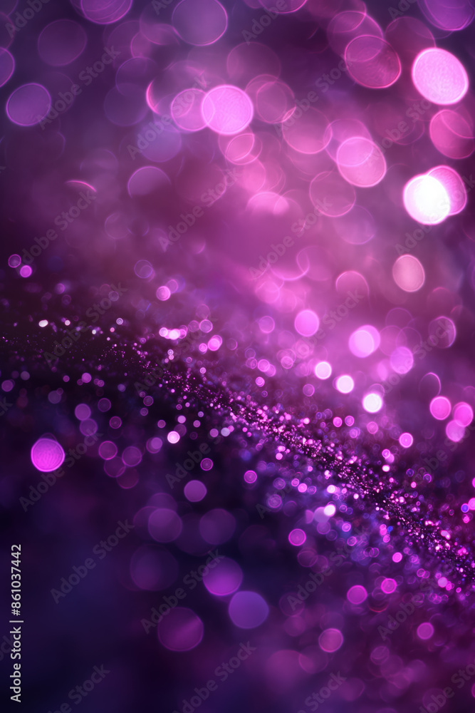 Poster purple glitter texture creating festive bokeh effect background