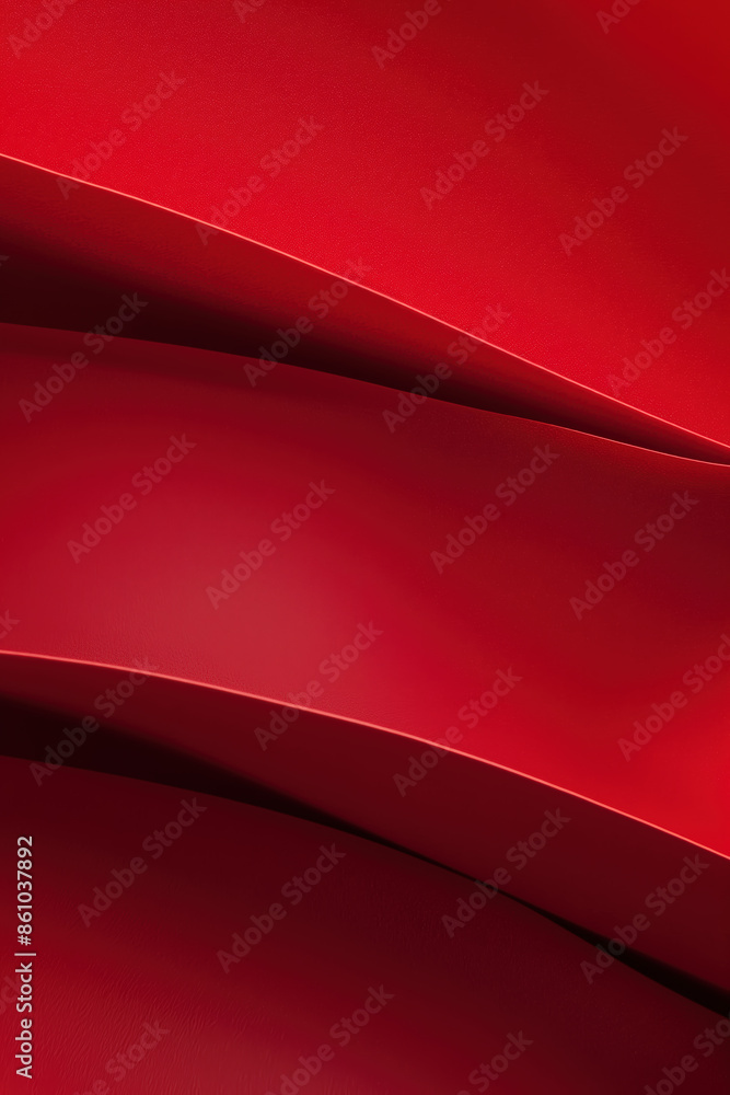 Poster abstract red background with curved paper sheets forming elegant shapes