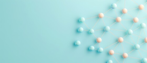 Abstract pastel color spheres arranged on blue background representing creativity and modern minimalism. Ideal for design and art projects.