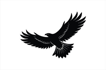 a majestic linocut eagle soaring through the sky. silhouette black vector art illustration