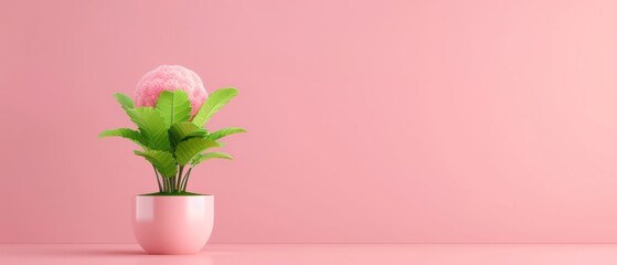 Beautiful pink flower in a stylish pink pot against a matching pink background, perfect for home decor and design inspiration.