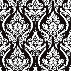 Seamless illustration, black and white traditional Asian pattern.