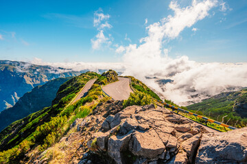 Fototapeta premium View from Lombo do Mouro road viewpoint near Sao Vicente, Madeira Island, Portugal