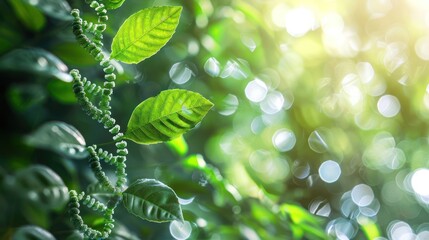 Environmental DNA helix of leaves green focus