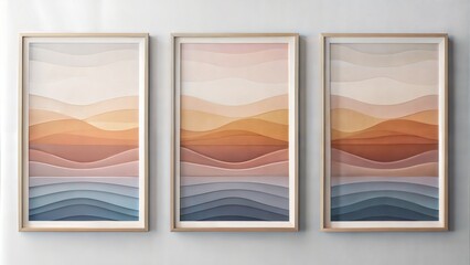 set of three vertical poster, Triptych Minimalist Abstract Art