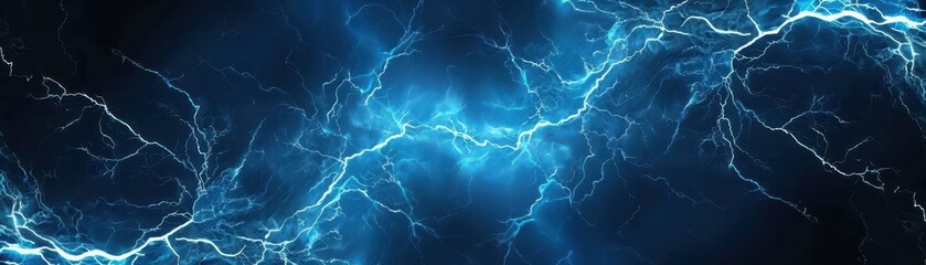 Fototapeta premium Lightning frames, blue electric borders of rectangular