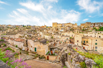Obraz premium View of the ancient town of Matera, Sassi di Matera in Basilicata, southern Italy