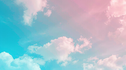 Pink-blue gradient. Summer clouds in the sky.