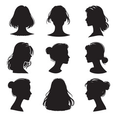 Silhouette set of a person head and shoulders