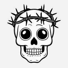 human skull  skeleton vector illustration wear crown of barbed wire