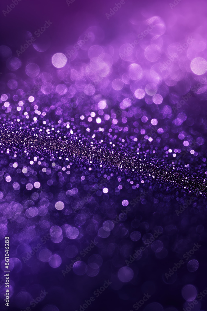 Poster purple glitter creating an abstract background with bokeh