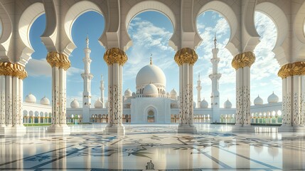Fototapeta premium Elegant Mosque 3D Wall Art: AI-Generated Mural
