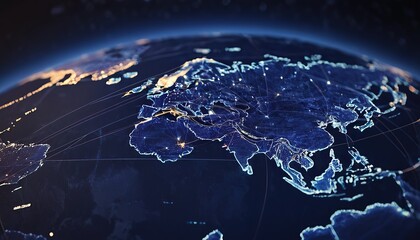 global density map in slack blue tone for technology concepts and network coverage
