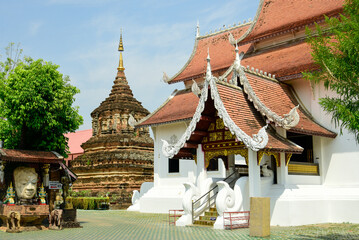 Naklejka premium タイチェンマイにある寺院の美しい風景Beautiful scenery of temple in Chiang Mai, Thailand