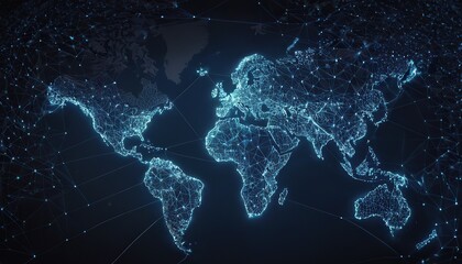 global density map in slack blue tone for technology concepts and network coverage