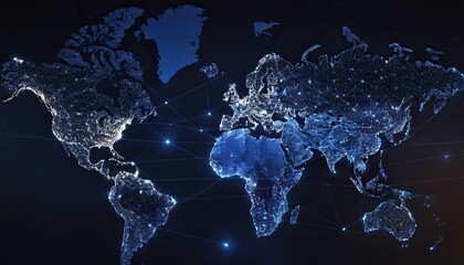 global density map in slack blue tone for technology concepts and network coverage