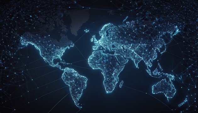 global density map in slack blue tone for technology concepts and network coverage