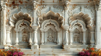 Obraz premium Intricate Mosque 3D Relief Wallpaper: AI-Generated Design