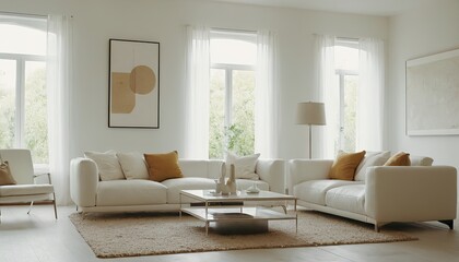 contemporary living room with open concept view through to dining room kitchen and a marble