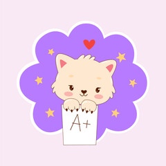 Cartoon good work sticker, grade school test score result of examination