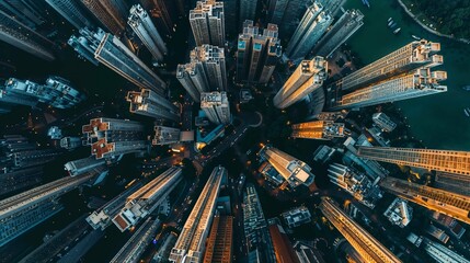 Aerial View of Skyscrapers in the City