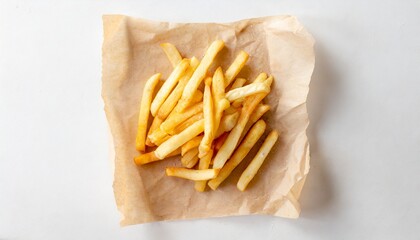 french fries on white background