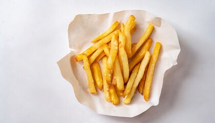 french fries on white background
