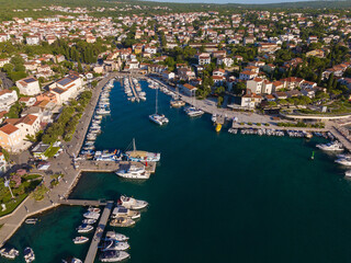 Obraz premium Aerial view of Malinska town on Krk Island, Croatia