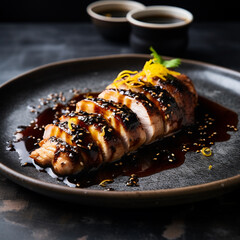 Seared Chicken with Yuzu Kosho and Charcoal Oil