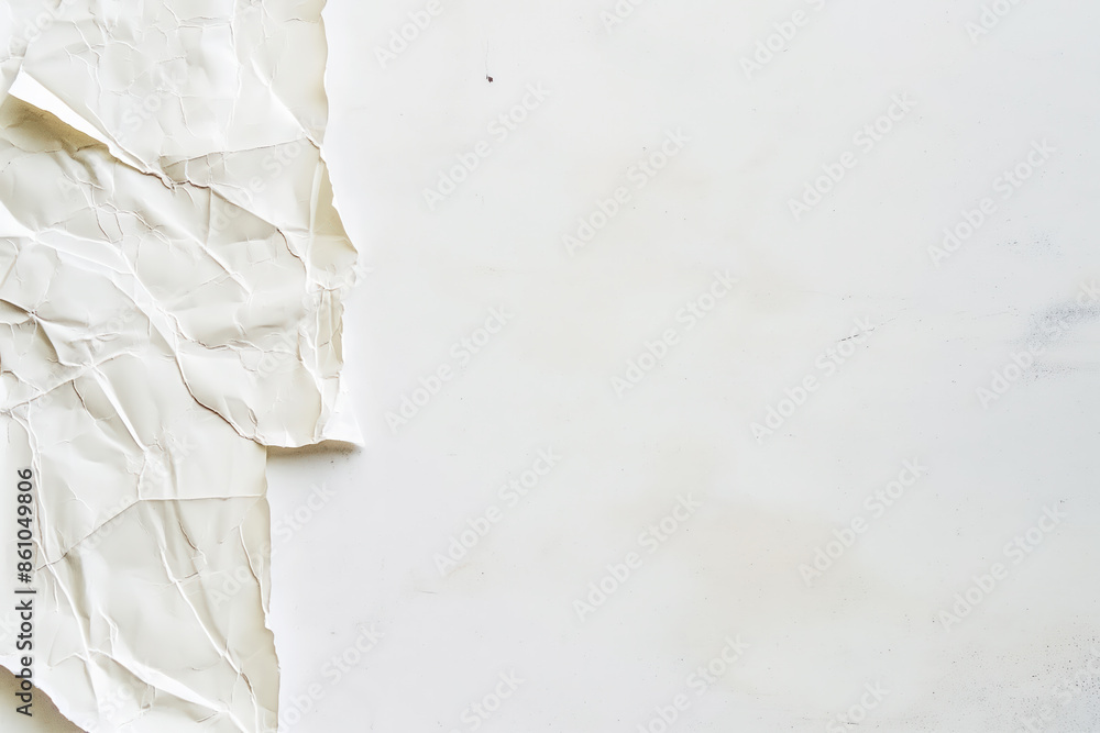 Poster crumpled paper texture creating a minimalist white background