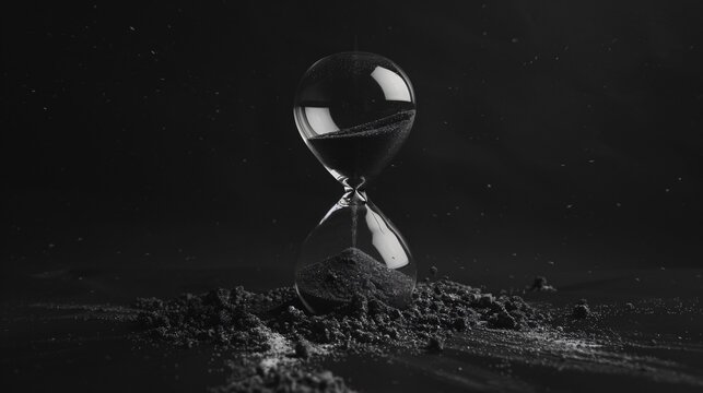 hourglass on black background