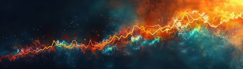 Abstract digital art with vibrant colors and electric wave patterns, creating a dynamic and energetic visual effect.