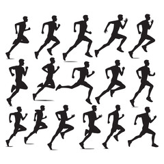 Silhouette set of a person running