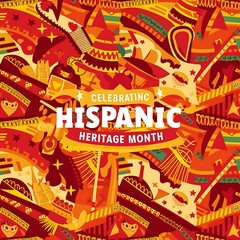Fototapeta premium Cultural Symbols Pattern for Hispanic Heritage Month