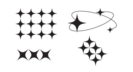 Minimalist Futuristic Streetwear. Geometric Shapes. Y2k style with stars. retro futuristic elements. Vector illustration