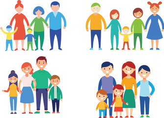 Happy family of seven members smiling together-