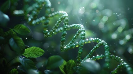 Leaf DNA helix bioinformatics green focus