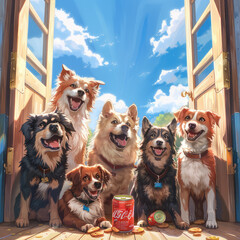 Obraz premium Multiple Dogs Focused on Your Presence