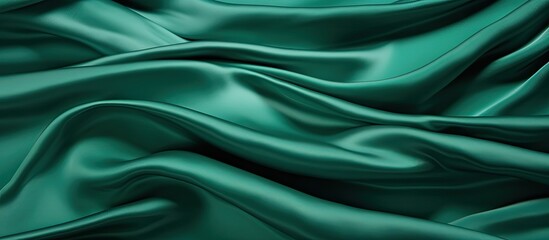 Obraz premium Soft emerald green silk fabric texture with a beautiful pattern ideal for a copy space image.